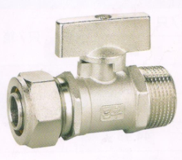 呂豐球閥_LF256M 卡套式直柄黃銅外絲球閥（鎳）