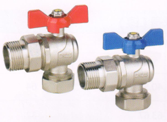 呂豐球閥_LF260角式卡套黃銅活接球閥（紅藍(lán)柄）