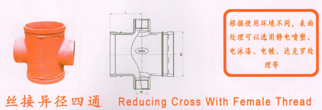 華盛溝槽管件_絲接異徑四通