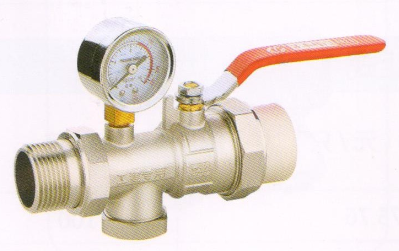 呂豐分水器閥門_LF228 PP-R帶T型過(guò)濾器活接球閥（帶壓力表）